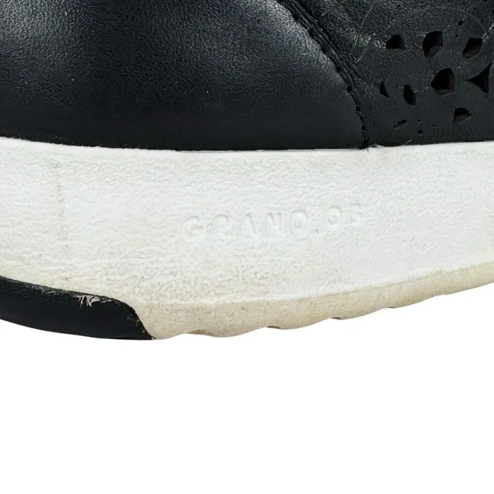 Cole Haan Women Leather Laser Cut Grand Pro Tennis Shoes 9B Black Preppy Comfort